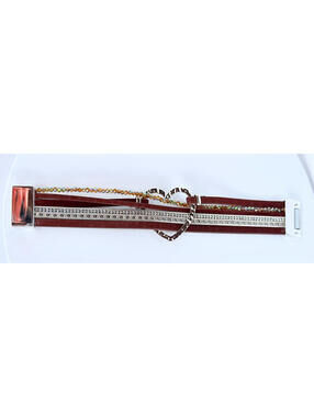 NIB Ryze Wrap Silver Heart on Brown Vegan Leather Bracelet